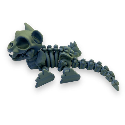 Creepy Cat Skeleton - 8" Articulated 3D Printed Spooky Halloween Ornament