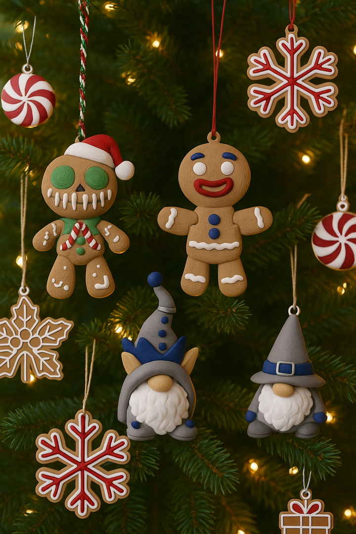 Christmas Ornaments – Gingerbread, Gnomes & Holiday Characters – main product view