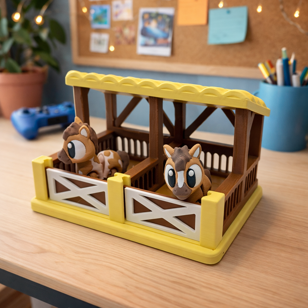 Mini Horse Stable Desk Decor – Farm Display - Desk top Decor