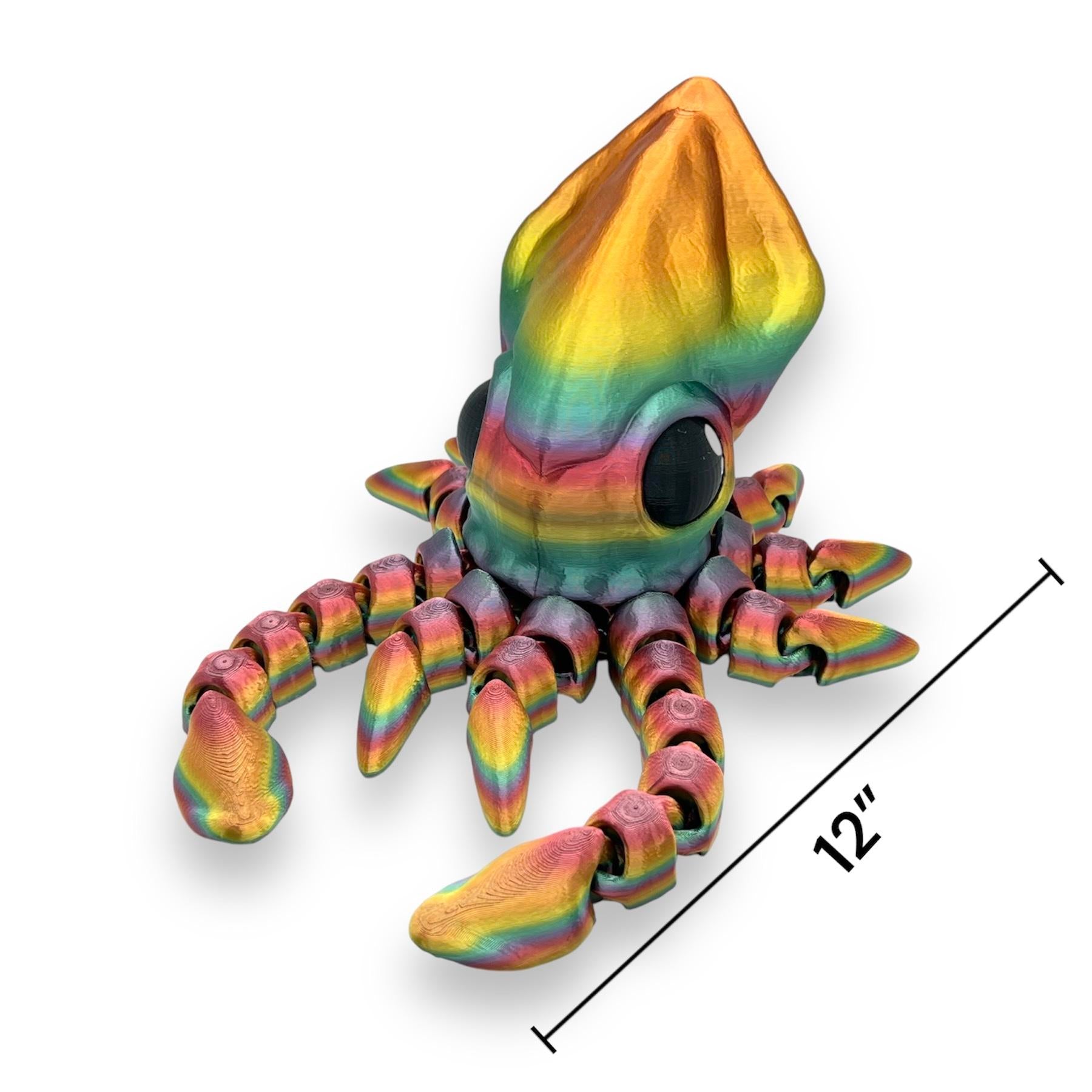 CHONKZ Giant 12" Squid - Large Scale Articulated Fun - 3d Printed Figurine Decor