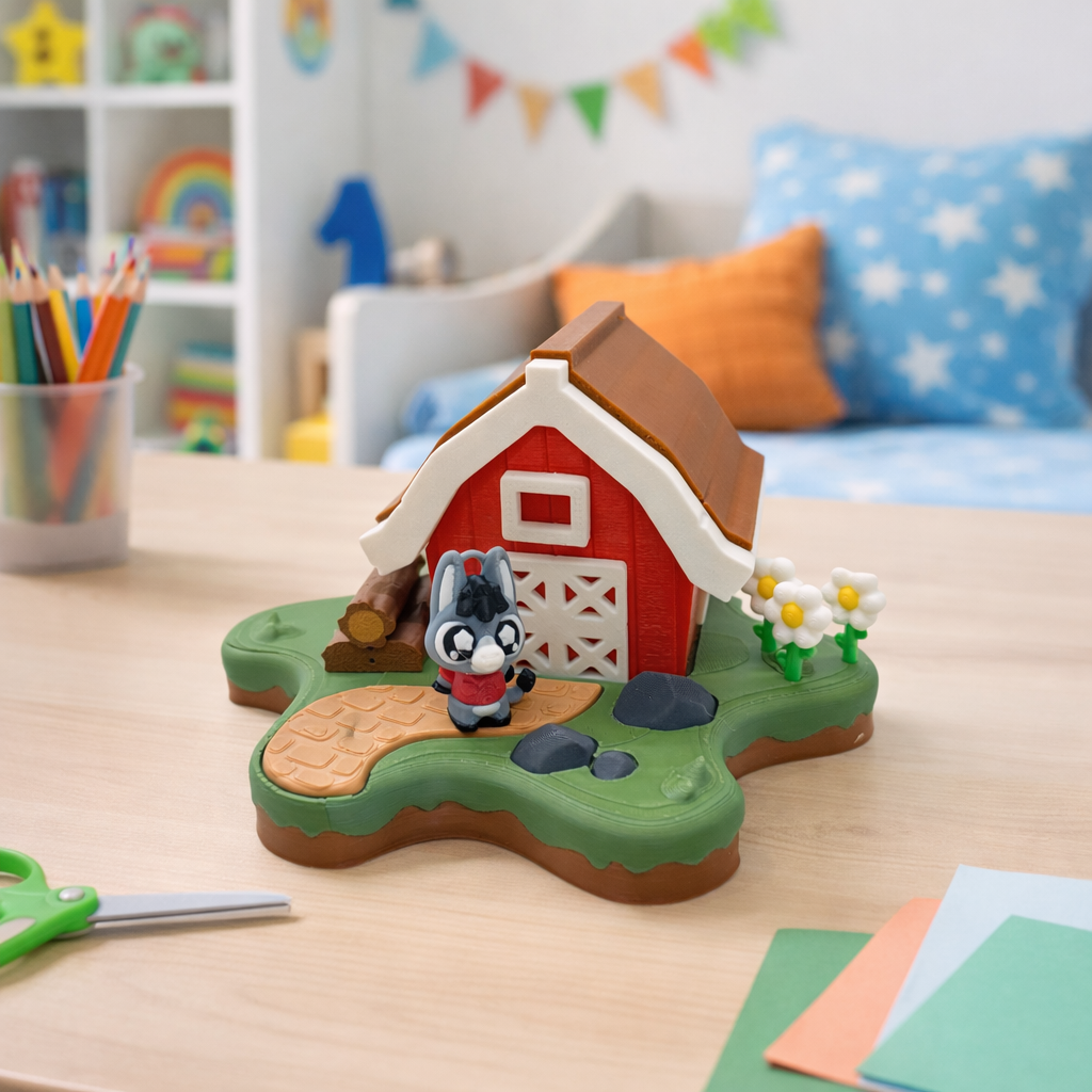 Star Block Barn Farm Scene with Donkey - Modular Collectible Set Desk Decor