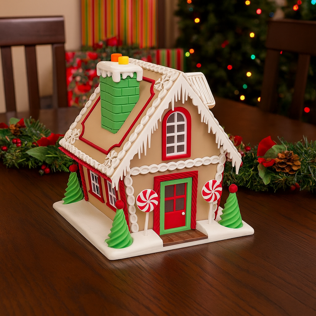 Adorable 8" Christmas Gingerbread House Container - 3d Printed Holiday Decor