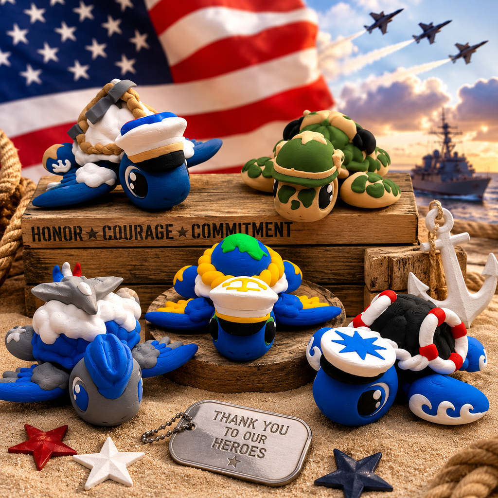 Military Branch Turtles – Collectible Desk Pets