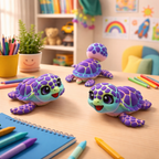Adorable Baby Sea Turtle Desk Pals - Articulated Cartoon Style Decor Gift