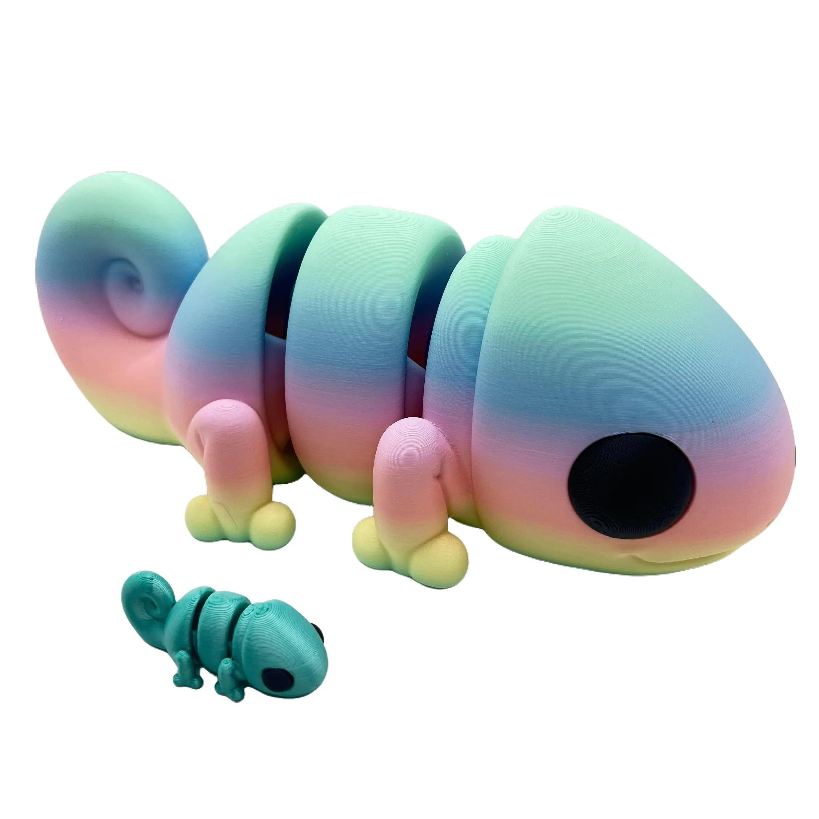CHONKZ - 9" Giant Chameleon Pocket Pals - Articulated 3D Printed Animal Figurine Decor