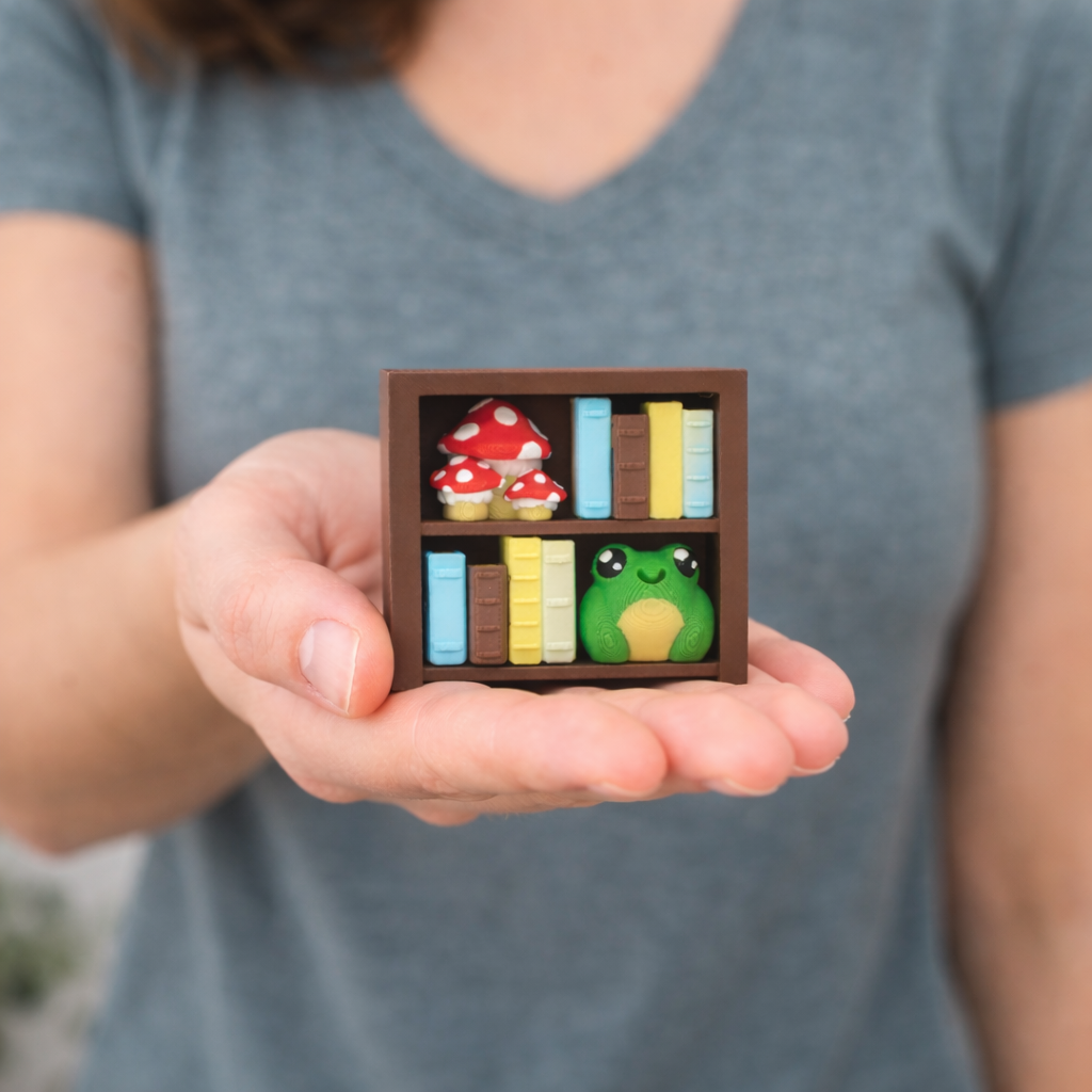 Book Nook Fidget Clicker – 2 Shelf Bookshelf fidgets and Desk top Decor