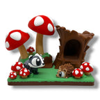 Mushroom Forest Hideaway w/ Hedgehog and Badger – Woodland Desk Display Decor