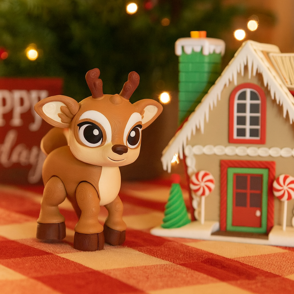 Adorable 5" Reindeer Christmas Holiday Decor- 3d Printed Figurine