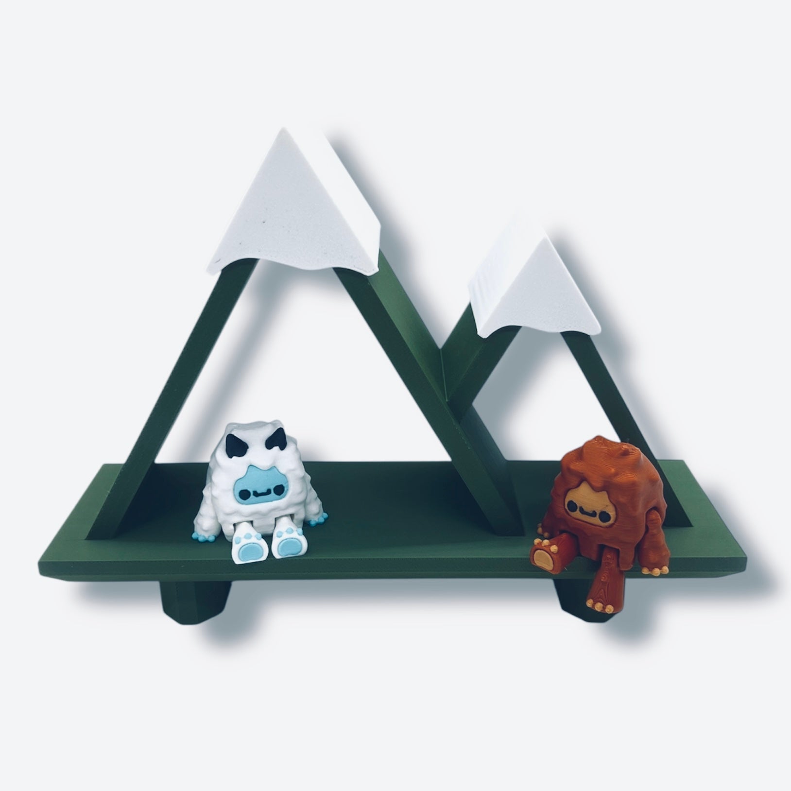 Neat Yeti Mountain Shelf w/ Yeti & Bigfoot - New Wall Mountable Pocket Pal Display - 3D Printed Decor