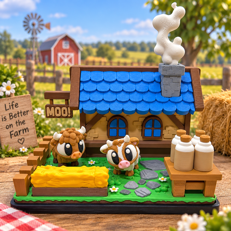 Country House Meadow Cow Set – 2 Cows & 4 Milk Bottles – main product view
