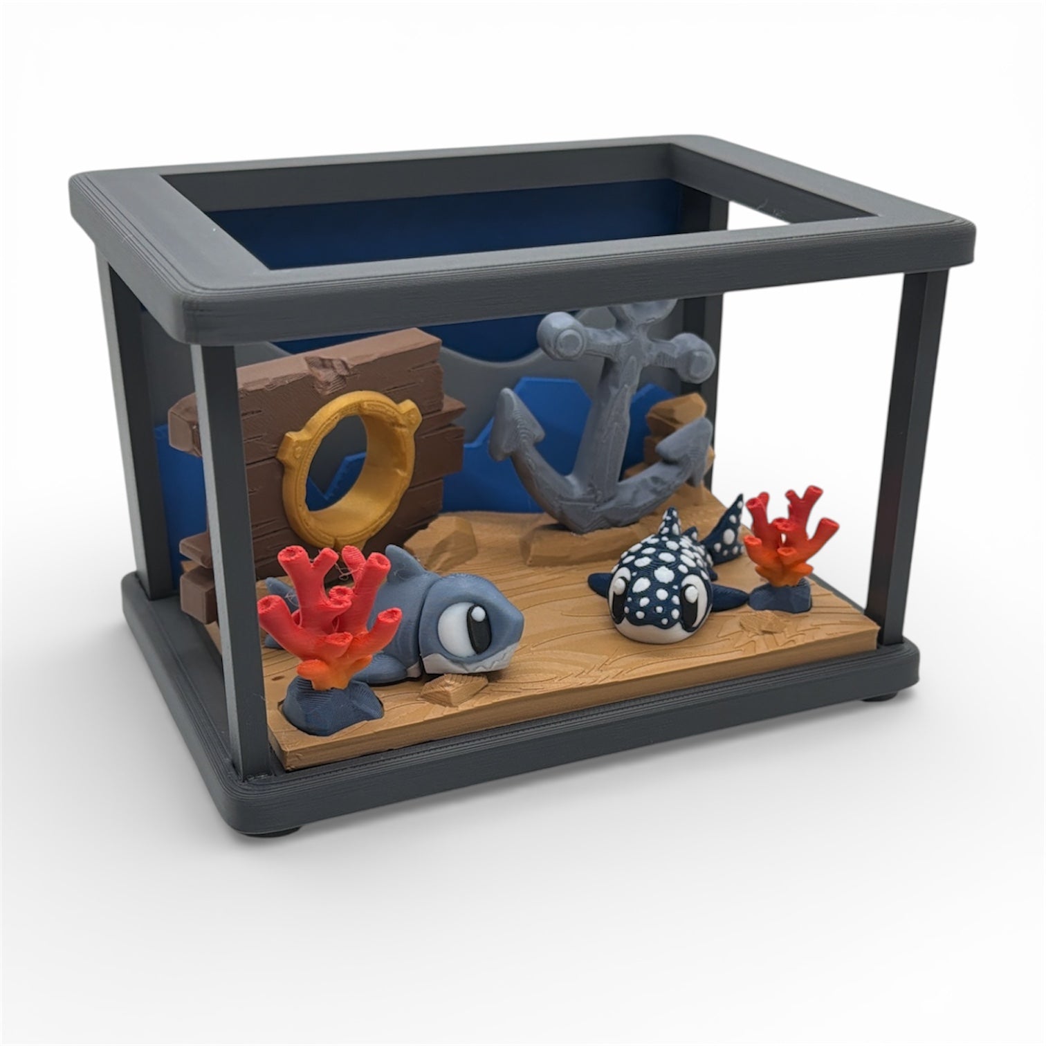 Deep Sea Shark Adventure Set – Ocean Desk Diorama (2 Sharks Included)