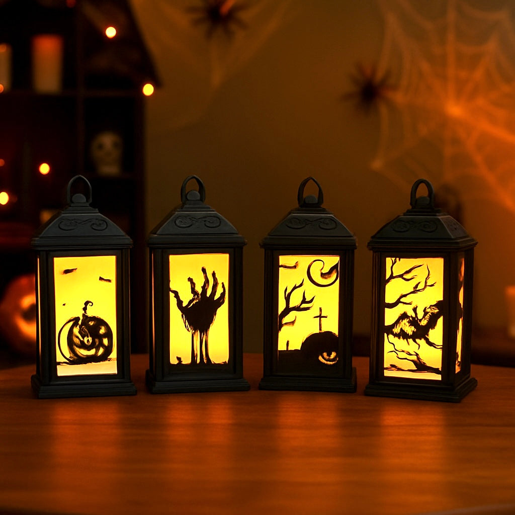 Spooky 5.5" Tea Light Lantern Collection - Halloween Room & Desk Decor