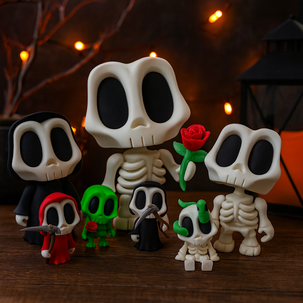 Halloween Blob Skeleton Figurines – 3d Printed Creepy Cute Miniature Collectibles