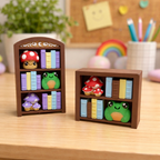 Book Nook Fidget Clicker – 2 Shelf Bookshelf fidgets and Desk top Decor