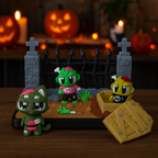 🎃 Haunted Zombie Graveyard Scene – 3D Printed Collectible Set – Spooky Miniature Display - Desk Decor