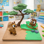 Safari Adventure Savana Habitat – Lion and Giraffe Animal Set