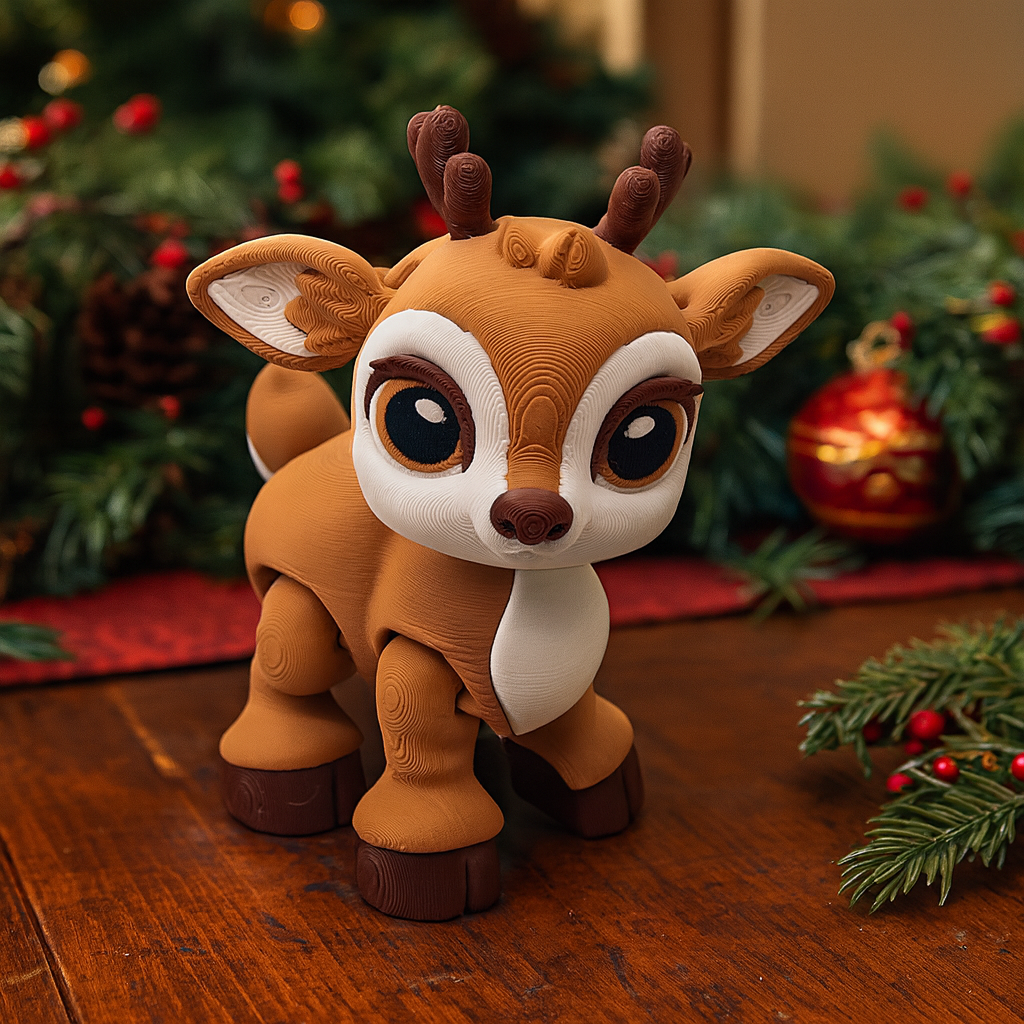 Adorable 5" Reindeer Christmas Holiday Decor- 3d Printed Figurine