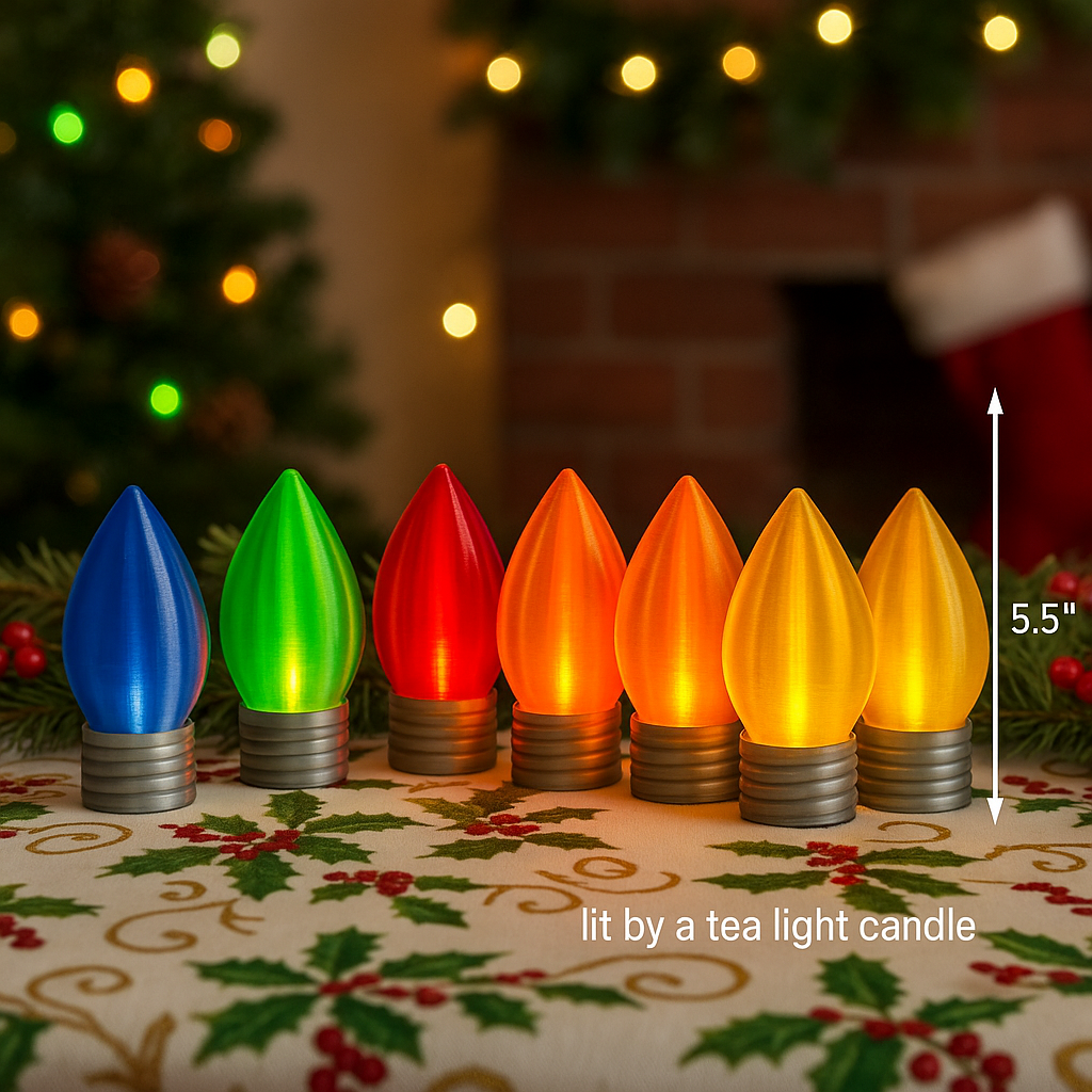 5.5" Christmas Bulb Tea Light – Illuminated Holiday Décor