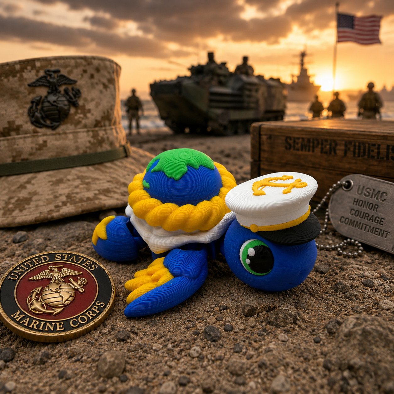 Military Branch Turtles – Collectible Desk Pets