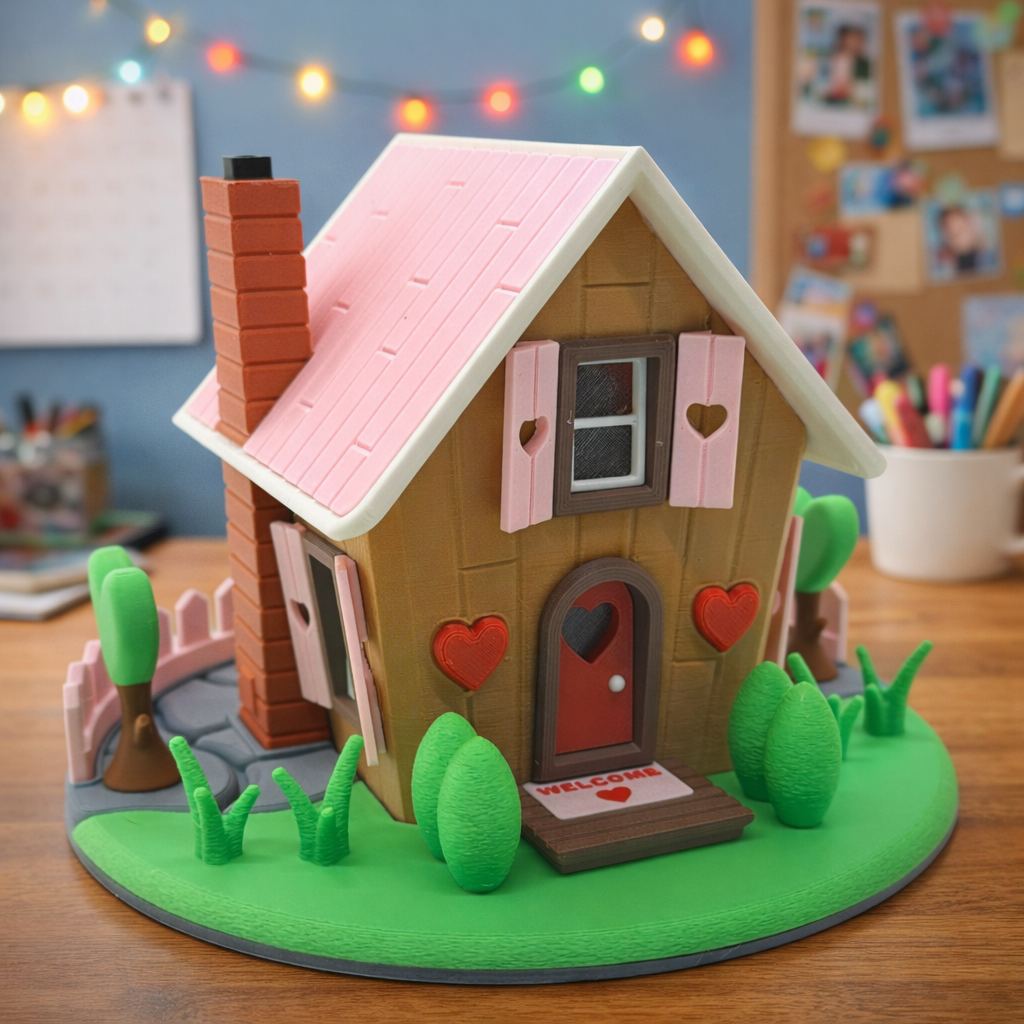 Love Shack Valentine Cottage Tea Light House – Whimsical Desk Décor & Collectible Display