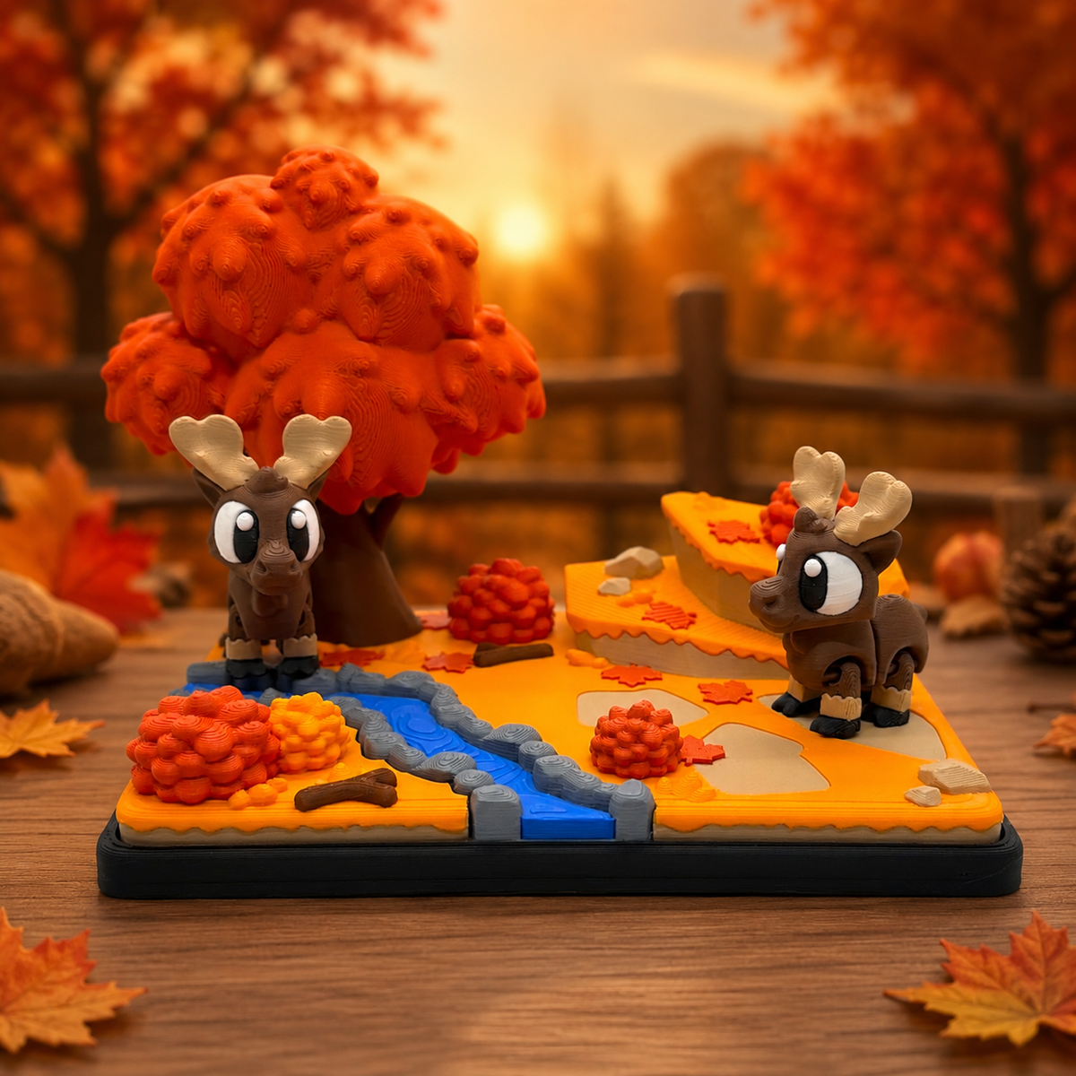 3dGob Autumn Moose Hideaway | Woodland Moose Display | Fall Decor