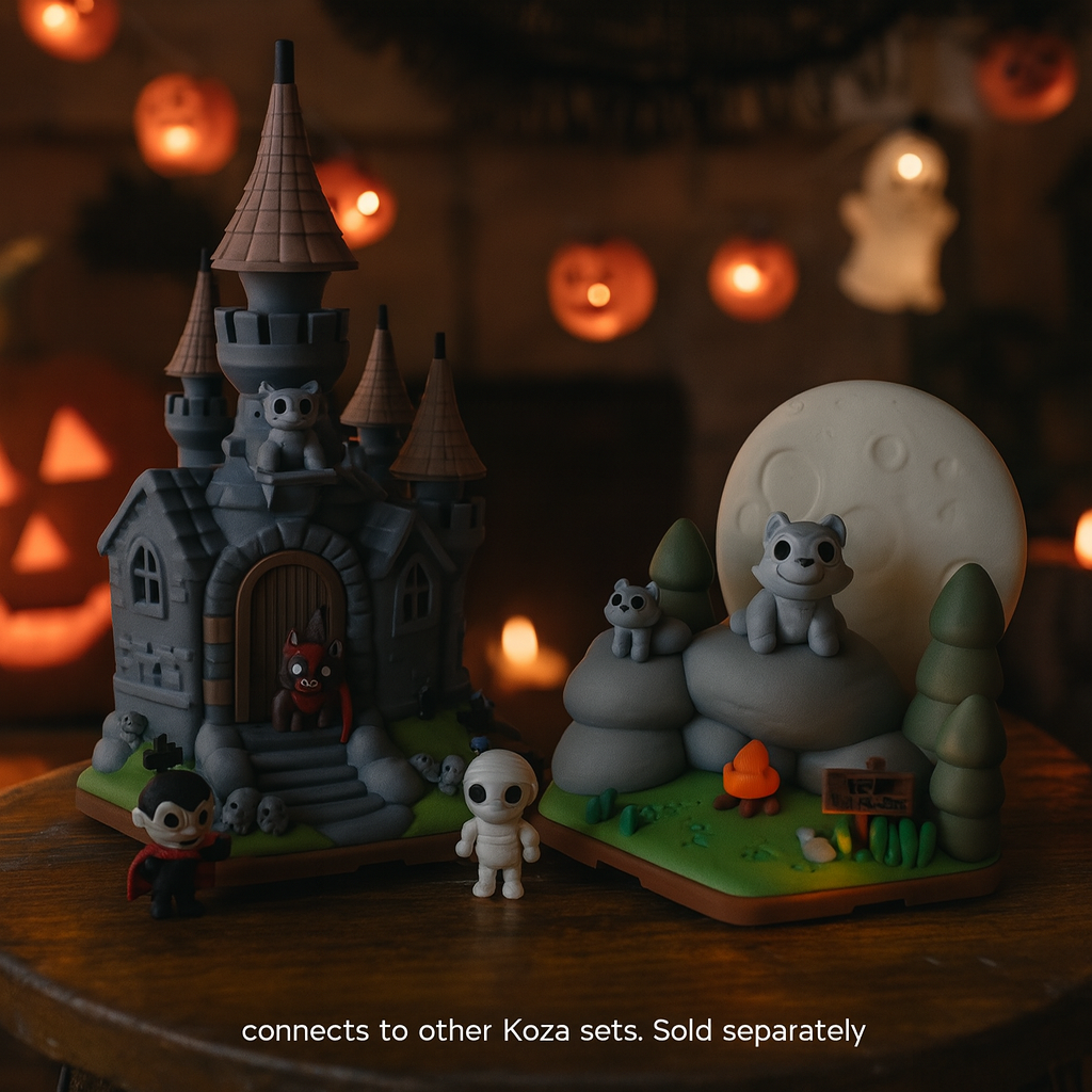 🏰 Transylvania Castle – 10” 3D Printed Haunted Set with 5 Figures - Desk Decor