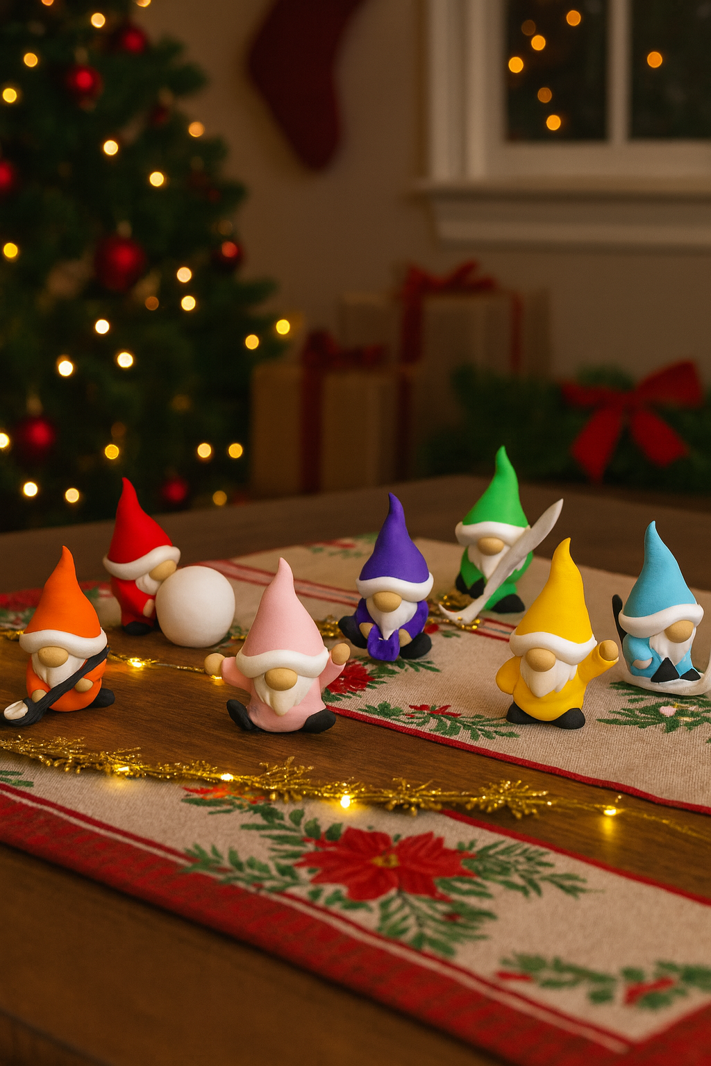 Festive Christmas Mini Gnome 7 Pack - Holiday Decor -