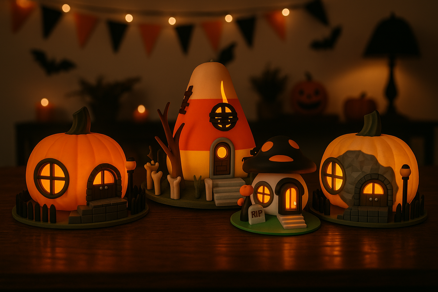 Spooky Halloween Fairy Tea Light House Collection - Decor
