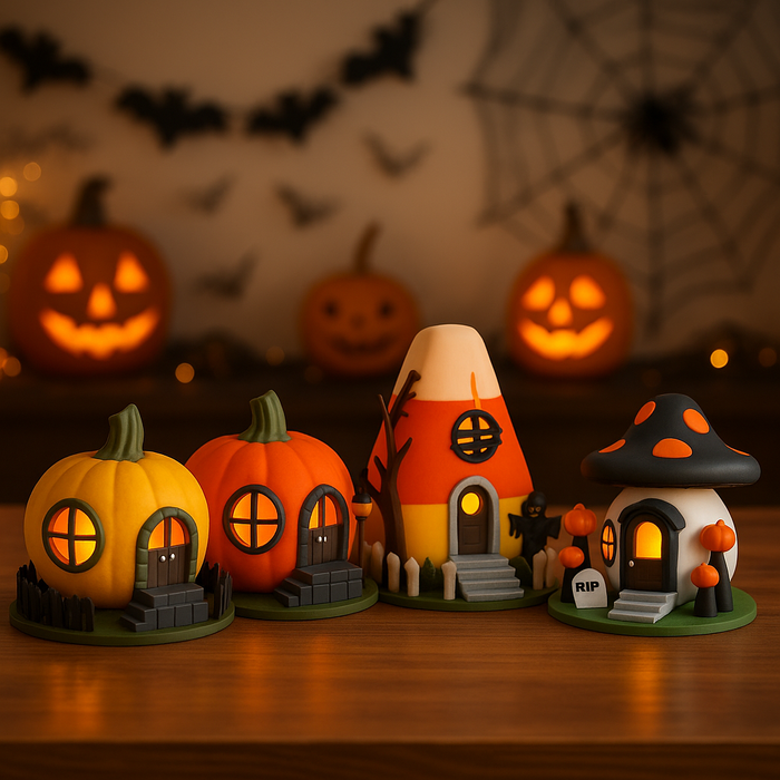 Halloween Fairy Houses – LED Tea-Light Village Collection – main product view