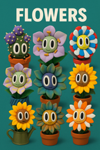 Blob Flowers – Cheeky Floral Figurines with Personality - Desk Decor