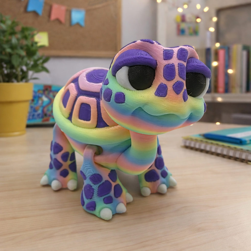 Adorable 3d Printed Standing Baby Turtle - Articulated 3d Printed Cartoon Style Decor Gift