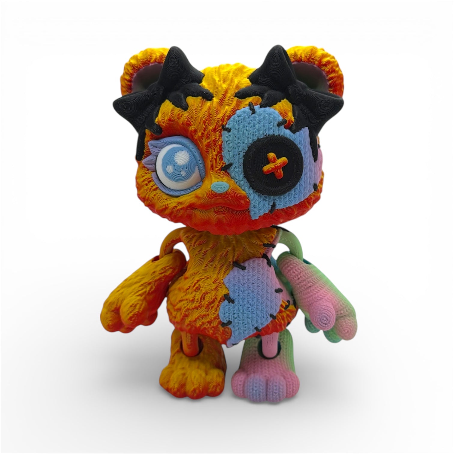 Patchwork Bear Stitched Creepy Cutie – Adorable Desk Pet