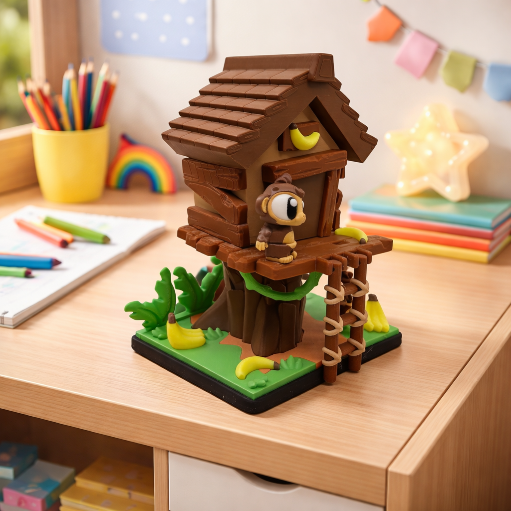 Monkey Treehouse Set – Adorable Desk Decor Collectible