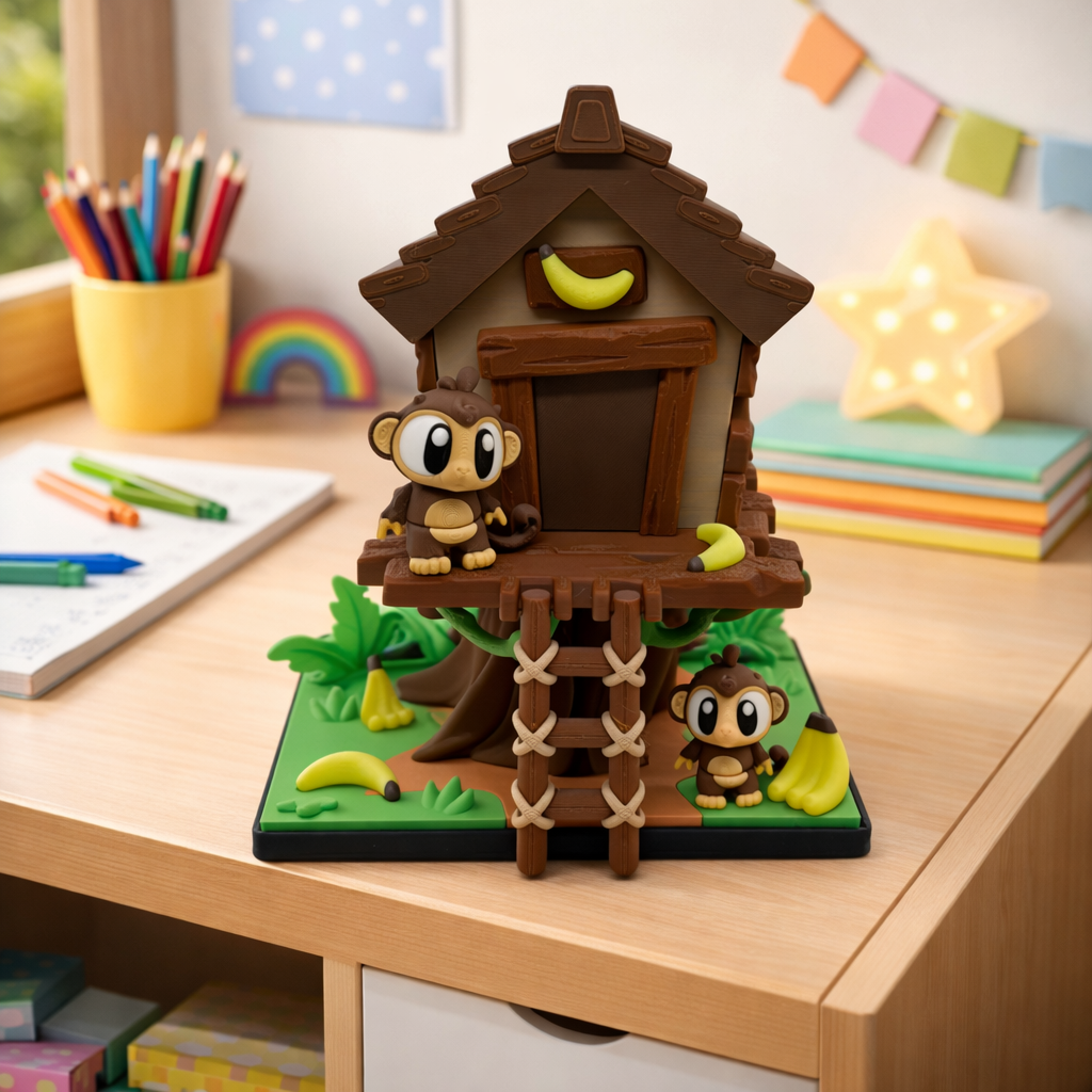 Monkey Treehouse Set – Adorable Desk Decor Collectible
