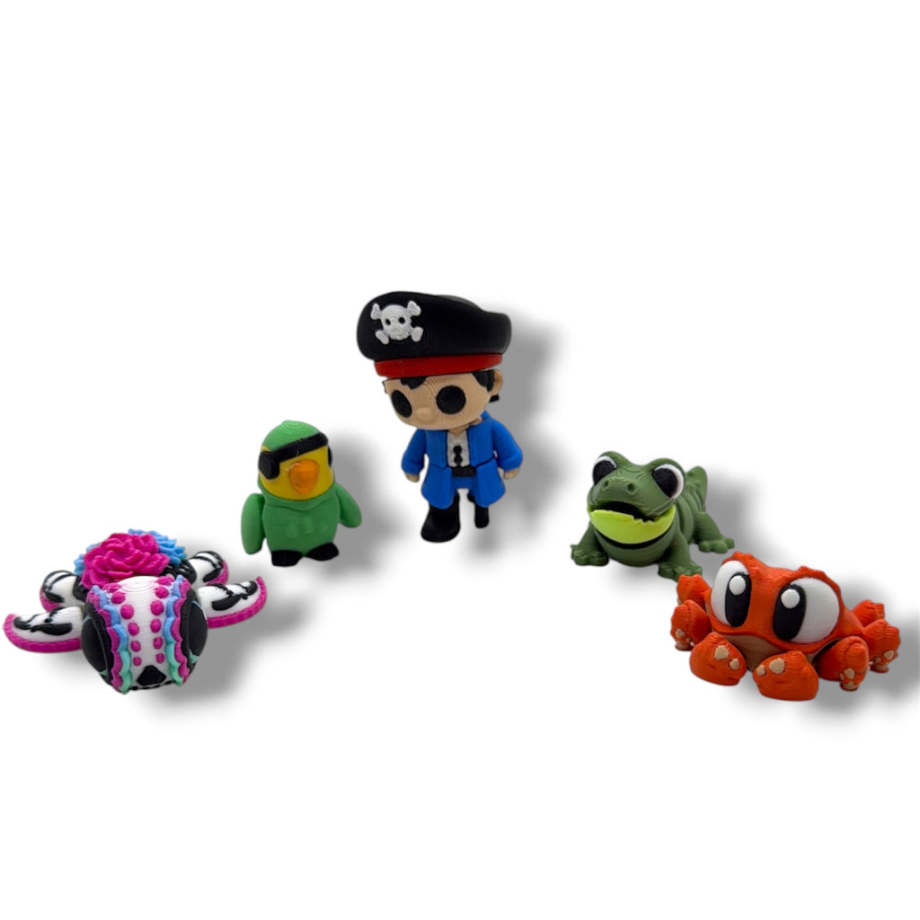 5 Pack of Pocket Pals - Mini 3d Printed Articulated Figurines