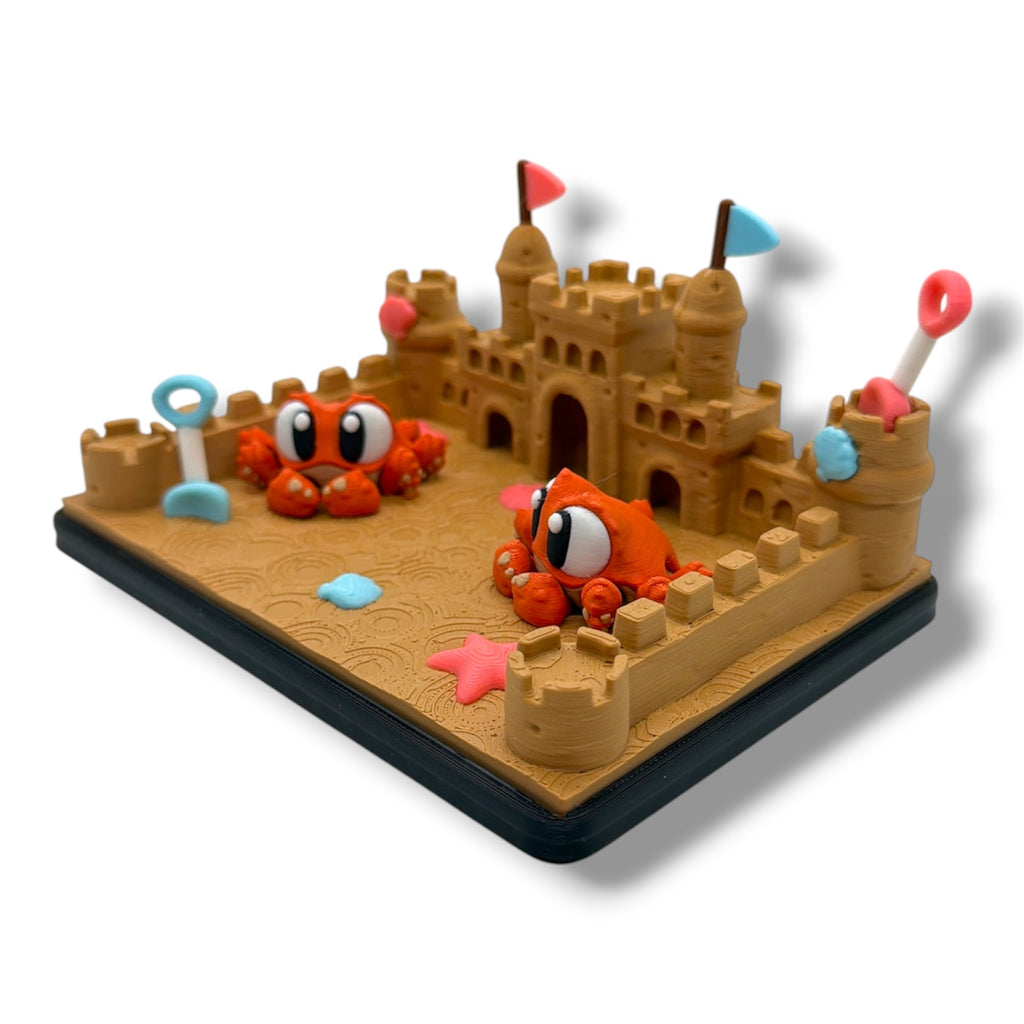Beach Sandcastle Crab Playset | Cute 3D Printed Beach Display & Coastal Desk Décor