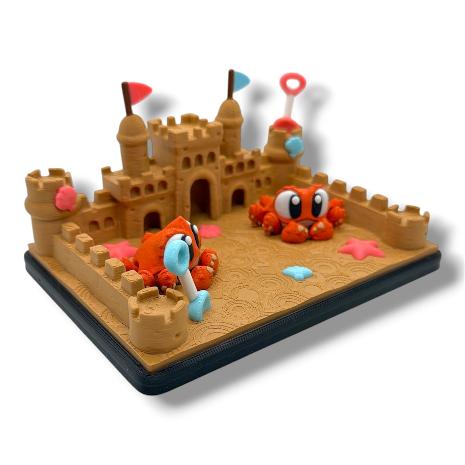 Beach Sandcastle Crab Playset | Cute 3D Printed Beach Display & Coastal Desk Décor