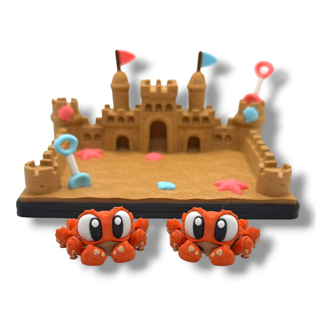 Beach Sandcastle Crab Playset | Cute 3D Printed Beach Display & Coastal Desk Décor