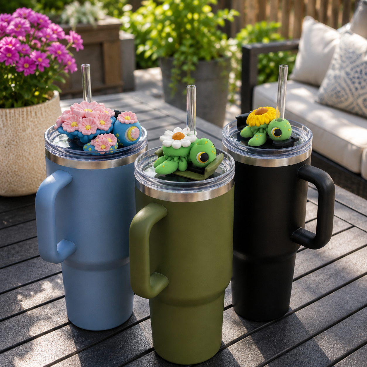 Insulated Cup Tumbler Toppers - 3d Printed Articulated Tumber Bling Straw Decor
