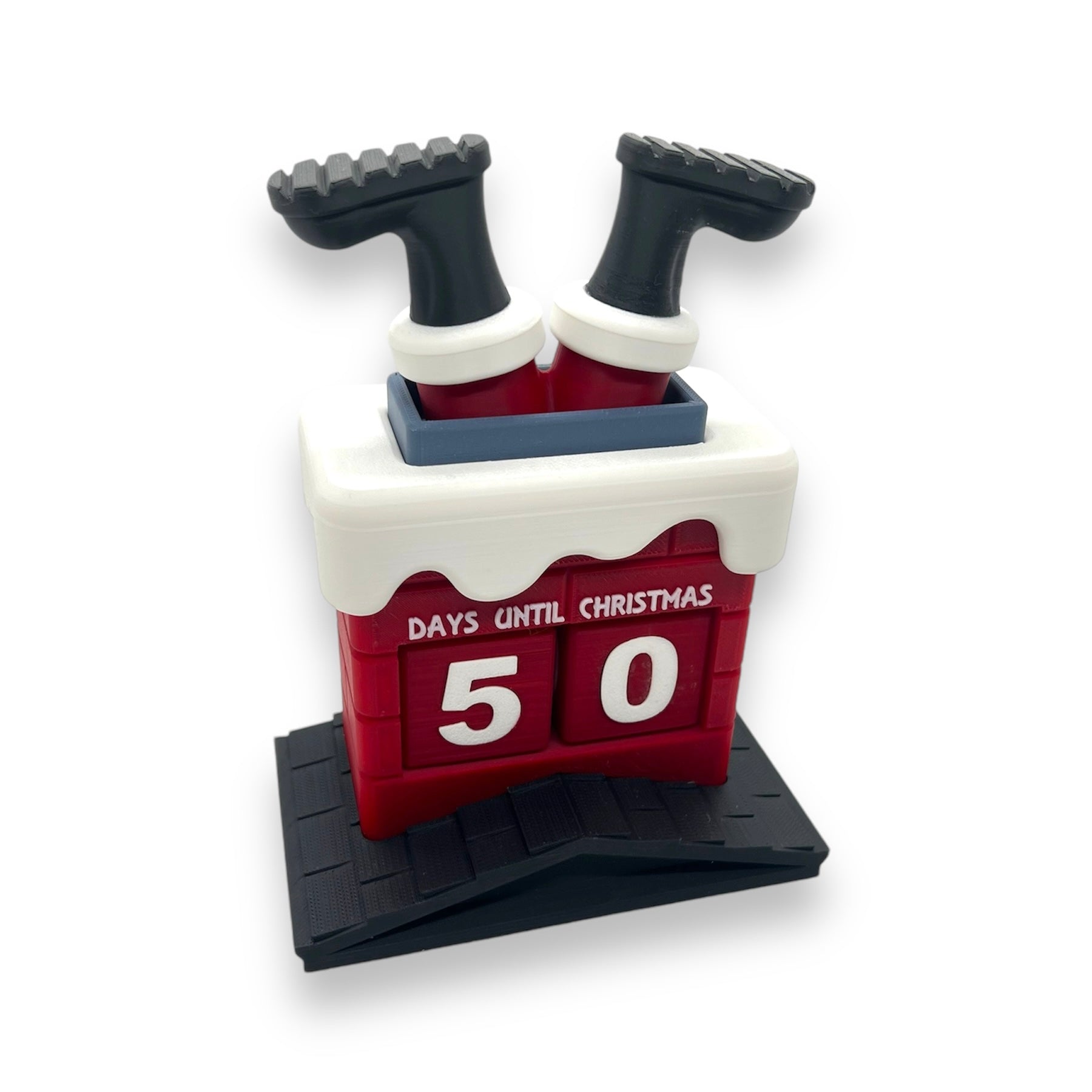 Adorable 6.5" Santa in Chimney Christmas Countdown Calendar - 3d Printed Holiday Decor