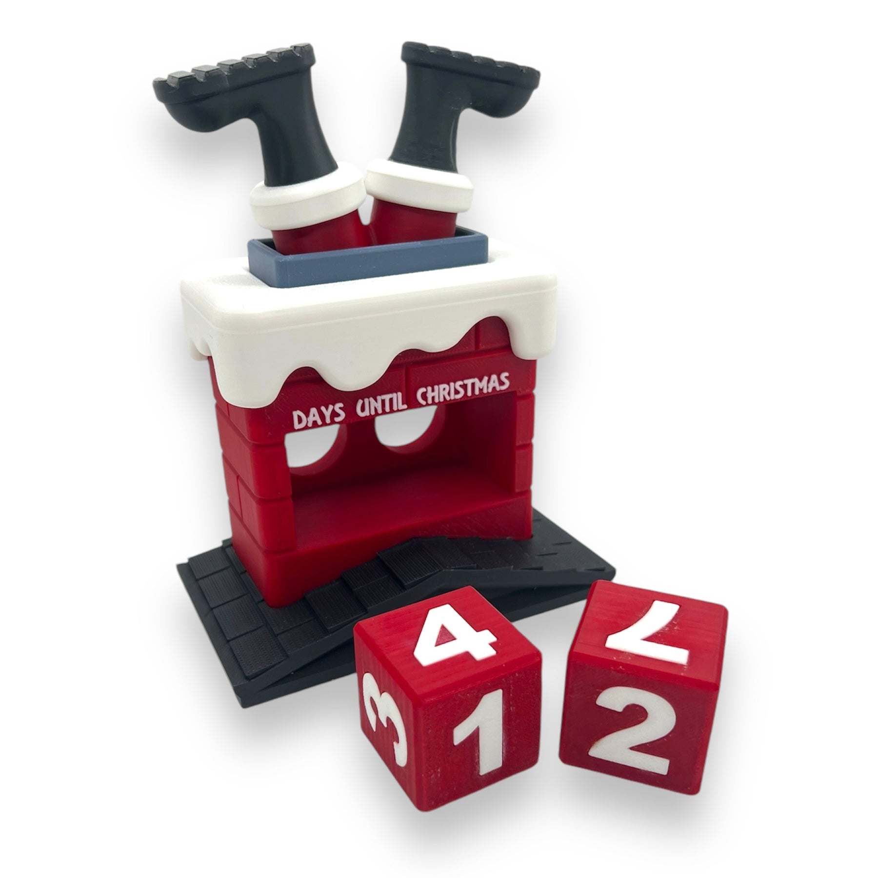 Adorable 6.5" Santa in Chimney Christmas Countdown Calendar - 3d Printed Holiday Decor