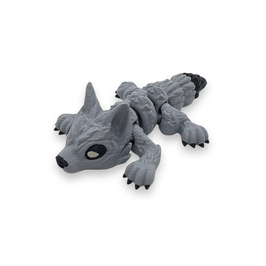 Adorable 4" Wolf Pup - 3d Printed Articulated Figurine Decor Gift
