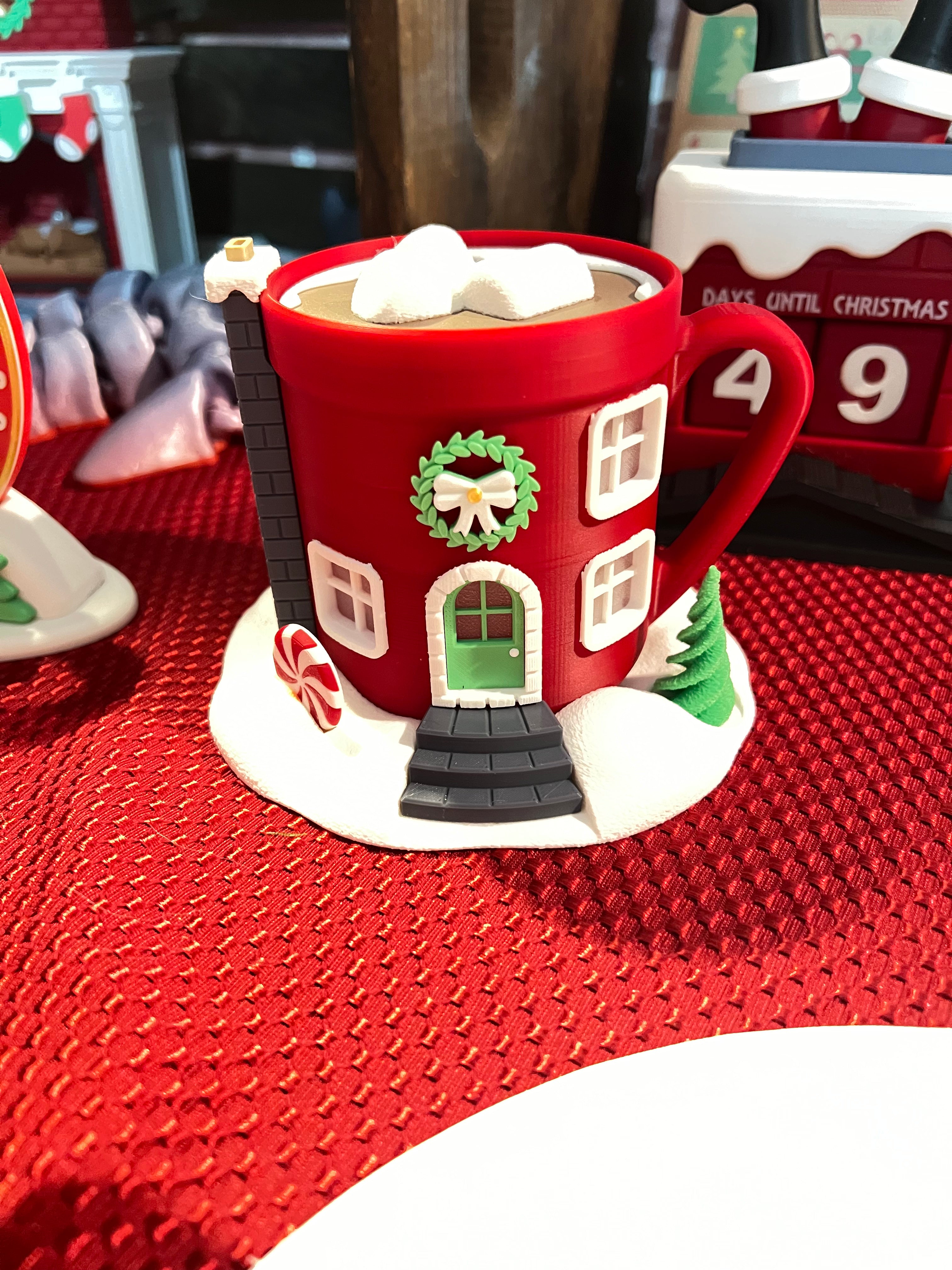 Whimsical Tealight Fairy House - Christmas Collection - 3d Printed Holiday Decor