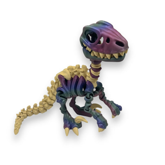 9" Velociraptor Dinosaur Skeleton - Articulated 3D Printed Ornament Decor Figurine