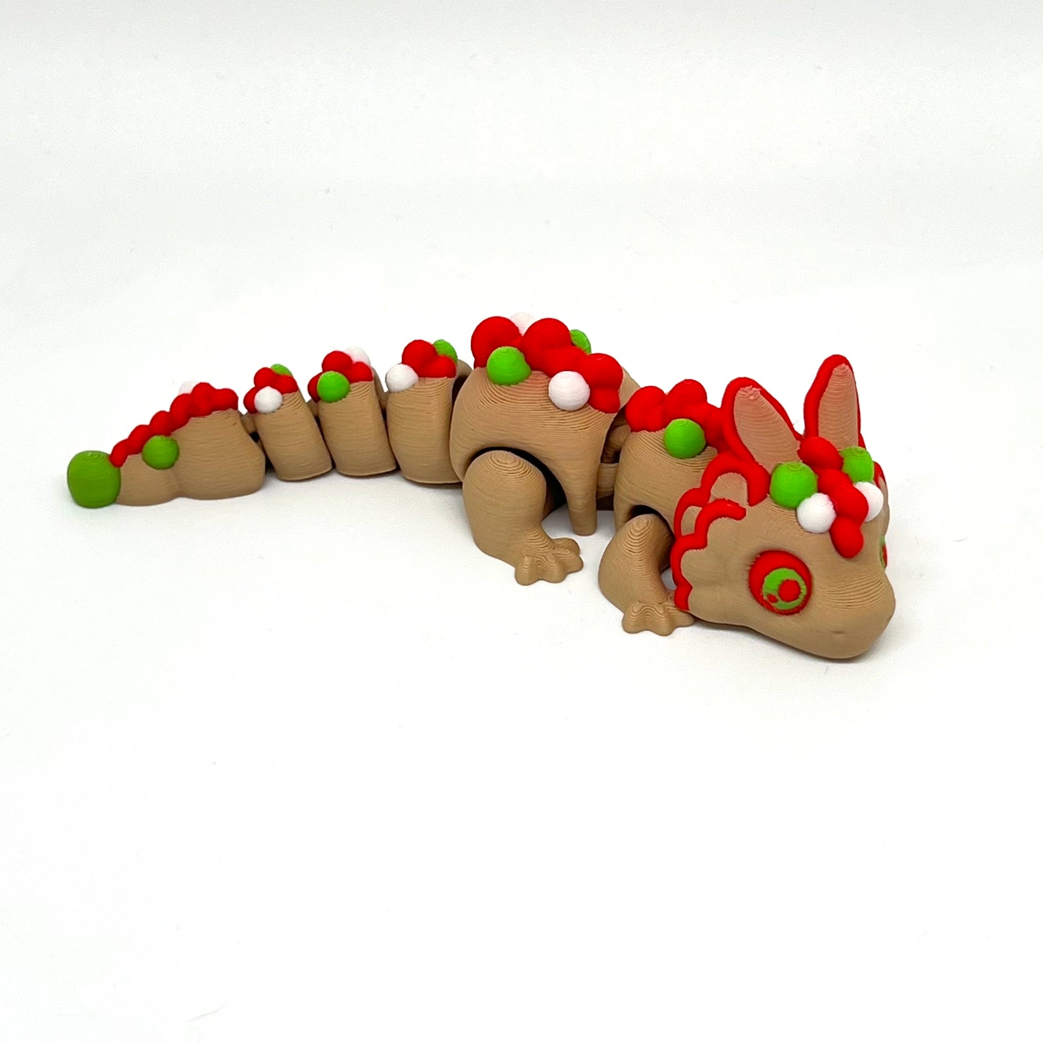 Festive Christmas Gingerbread Dragon - Articulated 3d Printed Holiday Decor Decoration Cookie Wall Ornaments