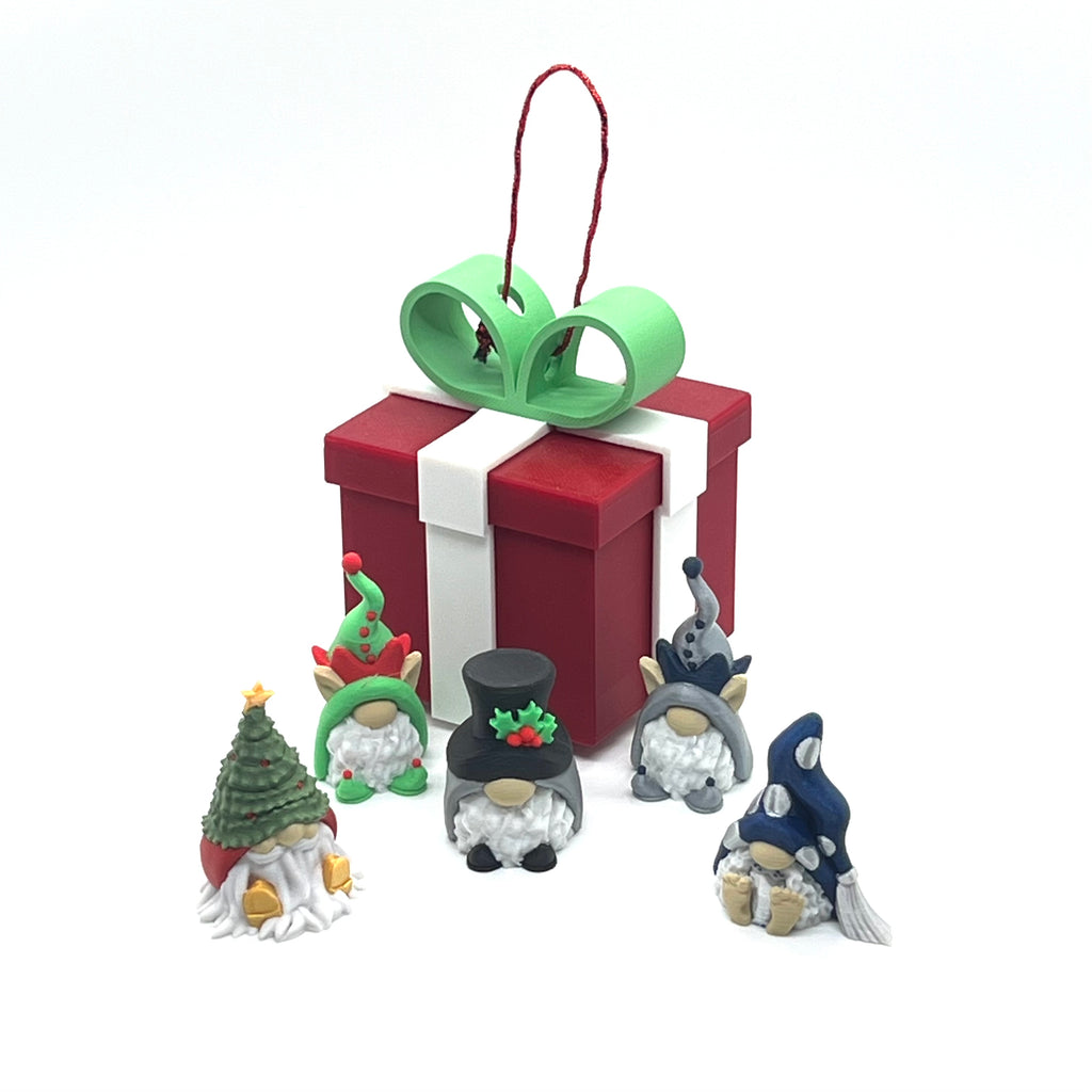 Festive Christmas Pocket Pal Christmas Gnome 5 Pack - 3d Printed Holiday Decor - Optional Gift Box Colorful Set