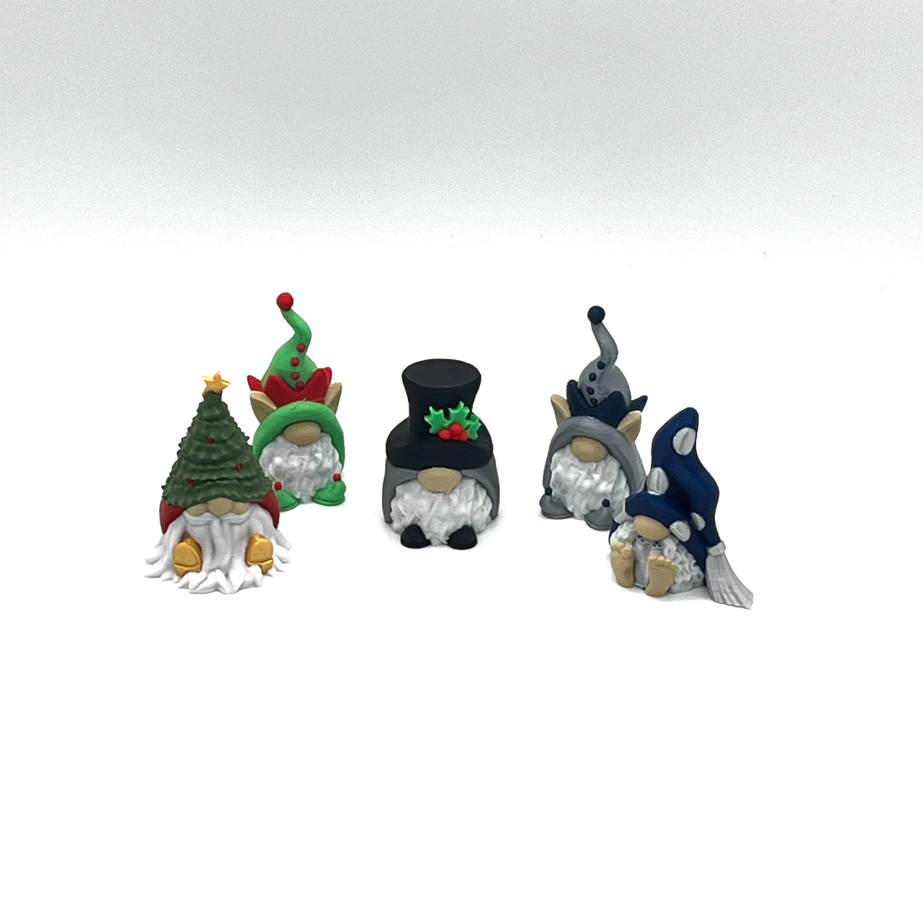Festive Christmas Pocket Pal Christmas Gnome 5 Pack - 3d Printed Holiday Decor - Optional Gift Box Colorful Set
