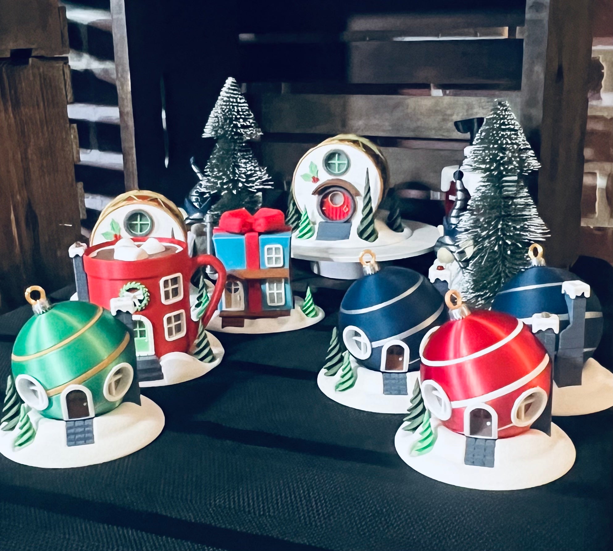 Whimsical Tealight Fairy House - Christmas Collection - 3d Printed Holiday Decor