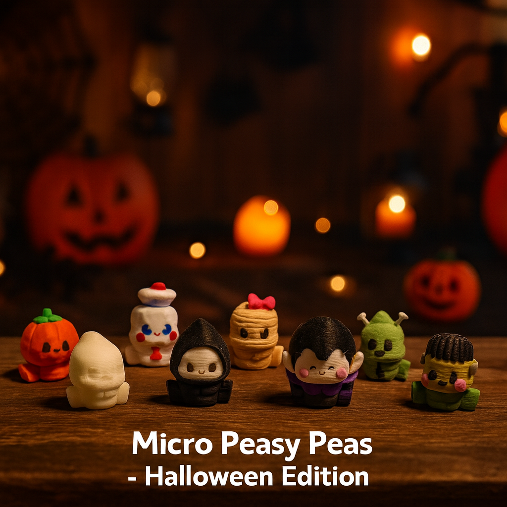 🎃 Adorable Peasy Peas & Friends – Spooky Edition | Articulated Halloween Figurines