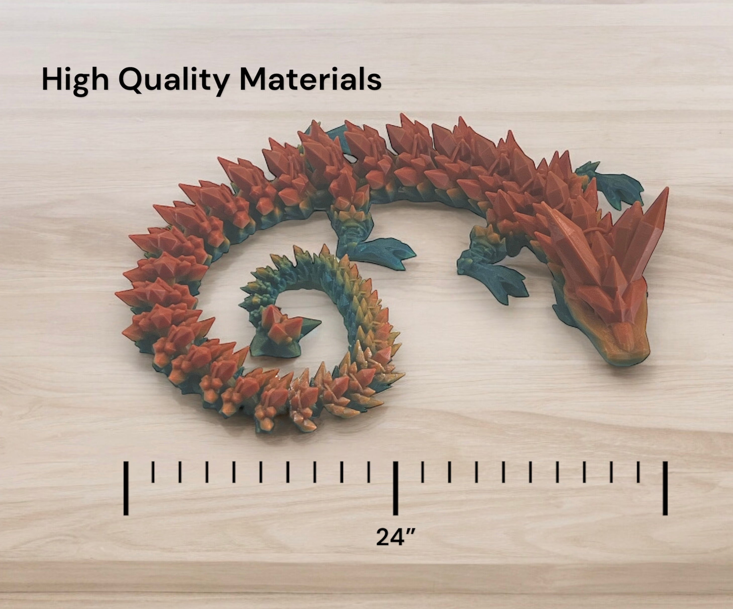 24" Articulated Gemstone Dragon - (Cinderwing Design) 3d Printed Figurine Decor
